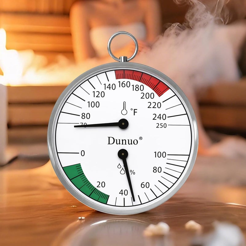 DUNUO 4 inch Sauna Thermometer Fahrenheit and Hygrometer, Mounted for Portable Steam Sauna Box, Ideal for Infrared/Indoor/Home Use, Essential Accessory and Gift for Enthusiasts (ST004PL) - Image 4